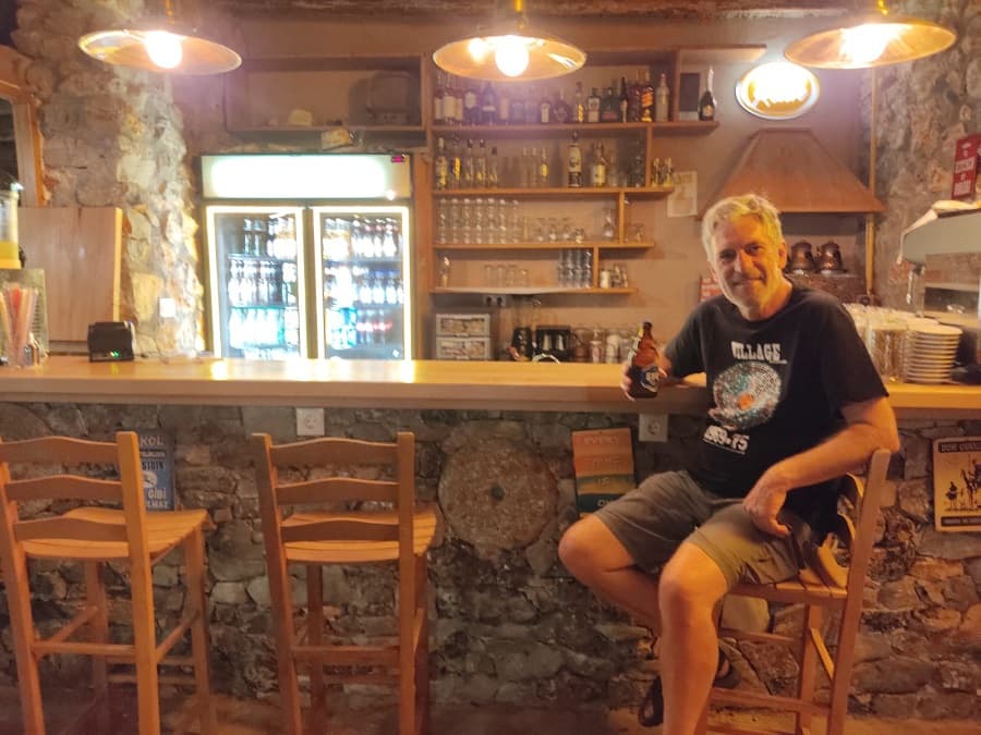 Gordon in the bar at Yenice Vadi